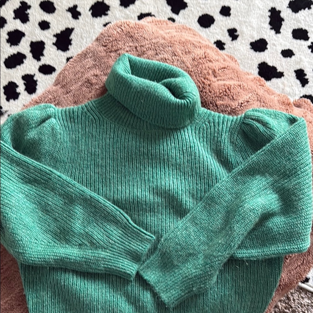 J. Crew Green Ribbed Knit Turtleneck Sweater